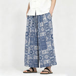 Buddha Stones Summer Boho Casual Drawstring Floral Capri Pants Men's Wide Leg Pants With Pocket