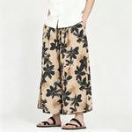 Buddha Stones Summer Boho Casual Drawstring Floral Capri Pants Men's Wide Leg Pants With Pocket