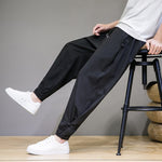 Buddha Stones Summer Casual Minimalist Drawstring Solid Capri Pants Men's Tapered Pants With Pocket
