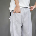Buddha Stones Summer Casual Minimalist Drawstring Solid Capri Pants Men's Tapered Pants With Pocket