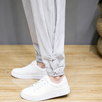 Buddha Stones Summer Casual Minimalist Drawstring Solid Capri Pants Men's Tapered Pants With Pocket