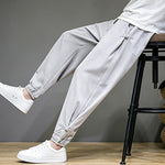 Buddha Stones Summer Casual Minimalist Drawstring Solid Capri Pants Men's Tapered Pants With Pocket
