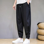 Buddha Stones Summer Casual Minimalist Drawstring Solid Capri Pants Men's Tapered Pants With Pocket