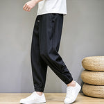 Buddha Stones Summer Casual Minimalist Drawstring Solid Capri Pants Men's Tapered Pants With Pocket