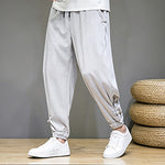 Buddha Stones Summer Casual Minimalist Drawstring Solid Capri Pants Men's Tapered Pants With Pocket