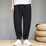 Buddha Stones Summer Casual Minimalist Drawstring Solid Capri Pants Men's Tapered Pants With Pocket