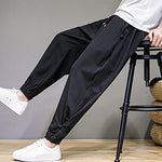 Buddha Stones Summer Casual Minimalist Drawstring Solid Capri Pants Men's Tapered Pants With Pocket