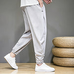 Buddha Stones Summer Casual Minimalist Drawstring Solid Capri Pants Men's Tapered Pants With Pocket