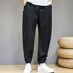 Buddha Stones Summer Casual Minimalist Drawstring Solid Capri Pants Men's Tapered Pants With Pocket