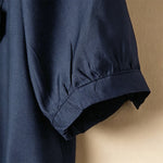 Buddha Stones Summer Elegant Vintage Button-up Solid Front Pleated Ruffle Women's Short Sleeve Shirts