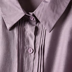 Buddha Stones Summer Elegant Vintage Button-up Solid Front Pleated Ruffle Women's Short Sleeve Shirts