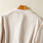 Buddha Stones Summer Tang Style Vintage Mandarin Collar Frog Button Solid Women's Short Sleeve Shirts With Pockets