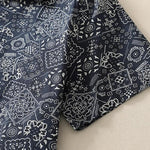 Buddha Stones Summer Casual Vintage Button-Up Geometric Women's Short Sleeve Knee Length Dress With Pockets