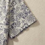 Buddha Stones Summer Casual Vintage Button-Up Geometric Women's Short Sleeve Knee Length Dress With Pockets