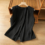 Buddha Stones Summer Casual Minimalist Solid Tank Top Irregular Back Design Women's Sleeveless Shirts