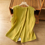 Buddha Stones Summer Casual Minimalist Solid Tank Top Irregular Back Design Women's Sleeveless Shirts