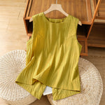 Buddha Stones Summer Casual Minimalist Solid Tank Top Irregular Back Design Women's Sleeveless Shirts