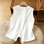 Buddha Stones Summer Casual Minimalist Solid Tank Top Irregular Back Design Women's Sleeveless Shirts