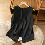 Buddha Stones Summer Casual Minimalist Solid Tank Top Irregular Back Design Women's Sleeveless Shirts