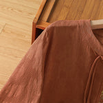 Buddha Stones Summer Boho Tang Style Embroidery Drawstring Solid Women's Short Sleeve Shirts