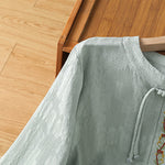 Buddha Stones Summer Boho Tang Style Embroidery Drawstring Solid Women's Short Sleeve Shirts