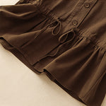 Buddha Stones Summer Casual Vintage Button-Up Drawstring Solid Tank Top Women's Sleeveless Shirts