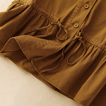 Buddha Stones Summer Casual Vintage Button-Up Drawstring Solid Tank Top Women's Sleeveless Shirts