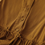 Buddha Stones Summer Casual Vintage Button-Up Drawstring Solid Tank Top Women's Sleeveless Shirts