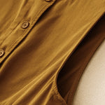 Buddha Stones Summer Casual Vintage Button-Up Drawstring Solid Tank Top Women's Sleeveless Shirts