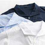 Buddha Stones Summer Casual Minimalist Button-Up Solid Lapel Men's Short Sleeve Shirts
