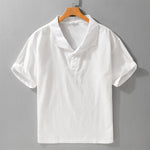 Buddha Stones Summer Casual Minimalist Button-Up Solid Lapel Men's Short Sleeve Shirts
