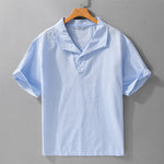 Buddha Stones Summer Casual Minimalist Button-Up Solid Lapel Men's Short Sleeve Shirts