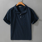 Buddha Stones Summer Casual Minimalist Button-Up Solid Lapel Men's Short Sleeve Shirts