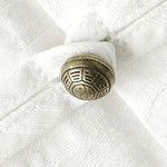 Buddha Stones Summer Tang Style Casual Mandarin Collar Frog Button Solid Men's Elbow-Length Sleeve Shirts With Pockets