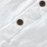Buddha Stones Summer Casual Minimalist Button-Up Solid Linen Men's Short Sleeve Shirts