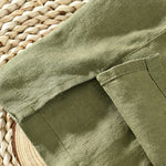 Buddha Stones Summer Casual Minimalist Button-Up Solid Linen Men's Short Sleeve Shirts
