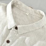 Buddha Stones Summer Casual Minimalist Button-Up Solid Linen Men's Short Sleeve Shirts