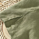 Buddha Stones Summer Casual Minimalist Button-Up Solid Linen Men's Short Sleeve Shirts