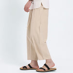 Buddha Stones Summer Casual Drawstring Solid Cotton Linen Capri Pants Men's Harem Pants With Pockets