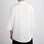 Buddha Stones Summer Tang Style Mandarin Collar Frog Button Solid Men's Three-Quarter Sleeve Shirts