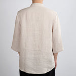 Buddha Stones Summer Tang Style Mandarin Collar Frog Button Solid Men's Three-Quarter Sleeve Shirts