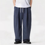 Buddha Stones Spring Summer Casual Minimalist Drawstring Solid Long Pants Men's Straight Leg Pants With Pocket