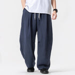 Buddha Stones Spring Summer Casual Minimalist Drawstring Solid Long Pants Men's Straight Leg Pants With Pocket