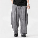 Buddha Stones Spring Summer Casual Minimalist Drawstring Solid Long Pants Men's Straight Leg Pants With Pocket