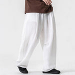 Buddha Stones Spring Summer Casual Minimalist Drawstring Solid Long Pants Men's Straight Leg Pants With Pocket