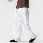Buddha Stones Spring Summer Casual Minimalist Drawstring Solid Long Pants Men's Straight Leg Pants With Pocket