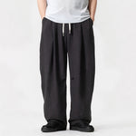Buddha Stones Spring Summer Casual Minimalist Drawstring Solid Long Pants Men's Straight Leg Pants With Pocket
