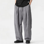 Buddha Stones Spring Summer Casual Minimalist Drawstring Solid Long Pants Men's Straight Leg Pants With Pocket