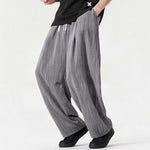 Buddha Stones Spring Summer Casual Minimalist Drawstring Solid Long Pants Men's Straight Leg Pants With Pocket