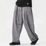 Buddha Stones Spring Summer Casual Minimalist Drawstring Solid Long Pants Men's Straight Leg Pants With Pocket